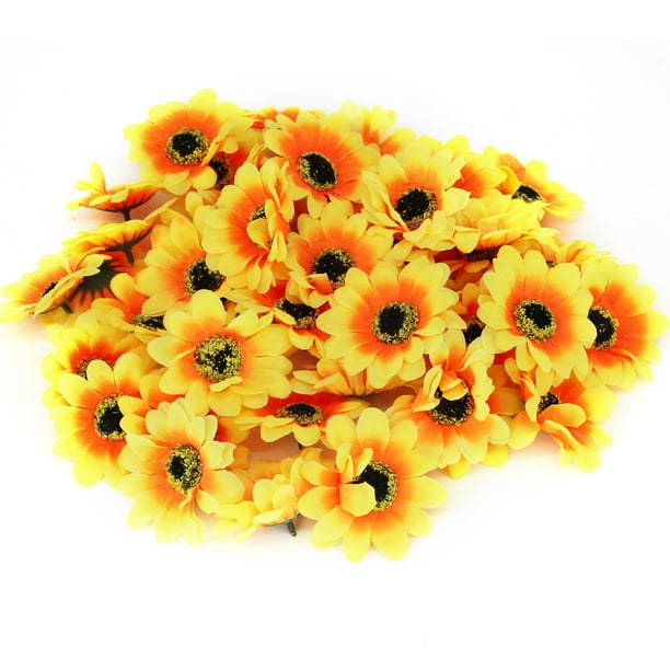 KINWELL 100pcs Mini Artificial Silk Yellow Sunflower Heads 1.8 Fabric Floral for Home Decoration Wedding Decor Bride Holding Flowers,Garden Craft Art Decor KINWELL 100pcs Mini Artificial Silk Yellow Sunflower Heads 1.8 Fabric Floral for Home Decoration Wedding Decor Bride Holding Flowers,Garden Craft Art Decor